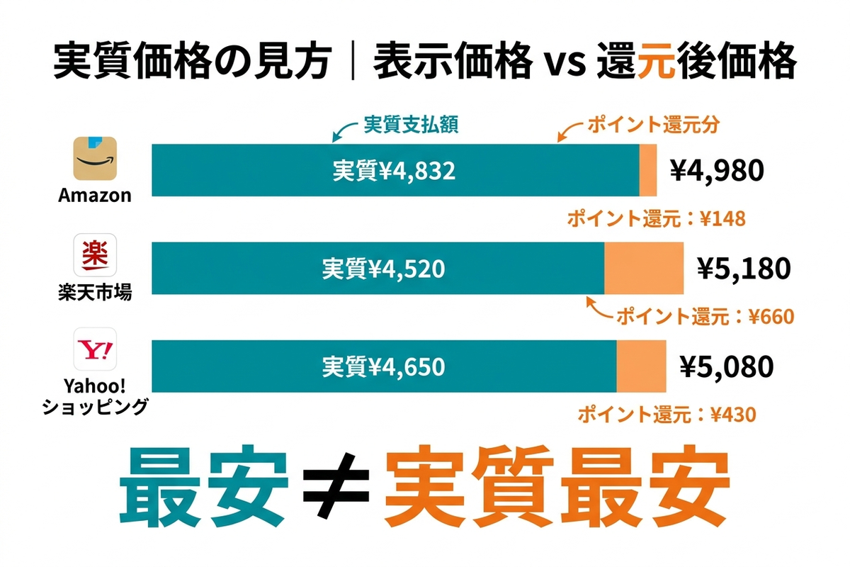 3モール価格比較の見方とよくある勘違い
