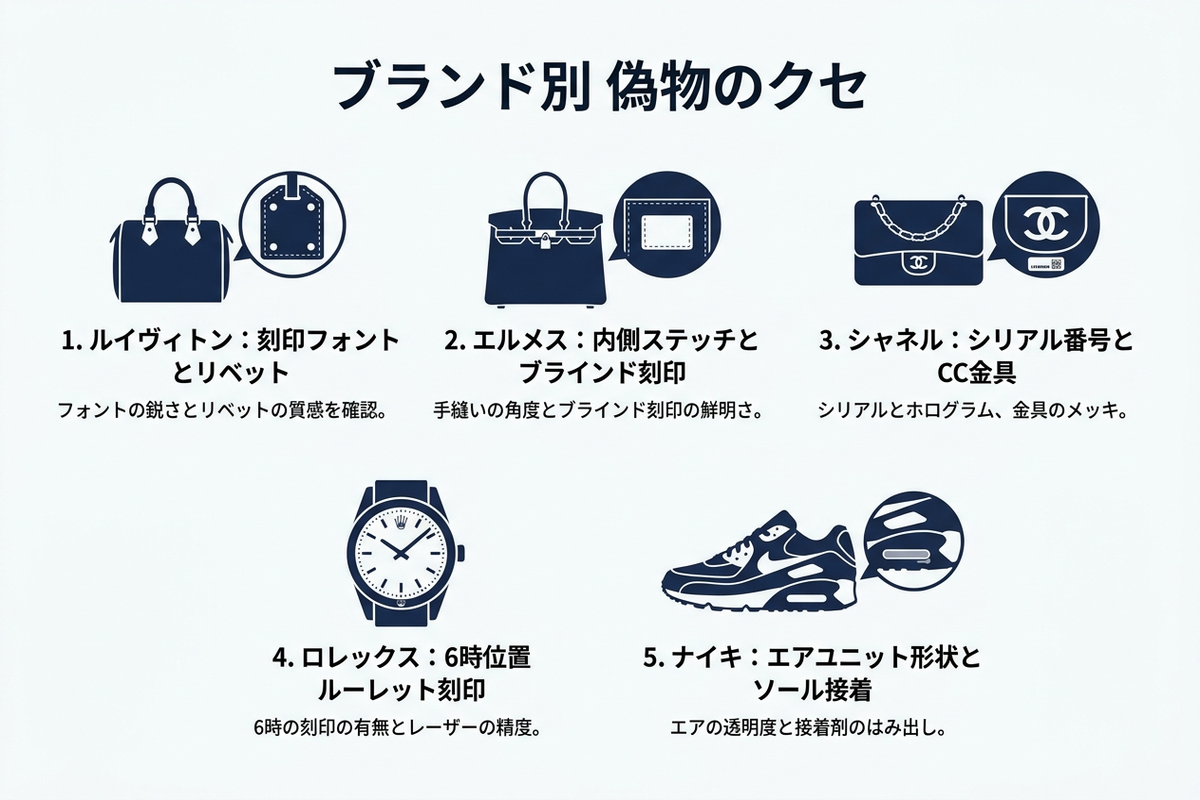 ブランド別 偽物のクセ
