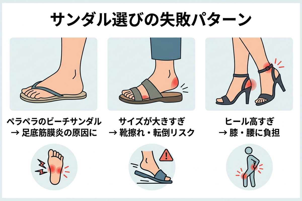 サンダル選びの失敗パターン
