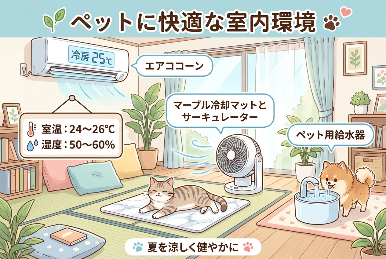 ペットに快適な室内環境のインフォグラフィック