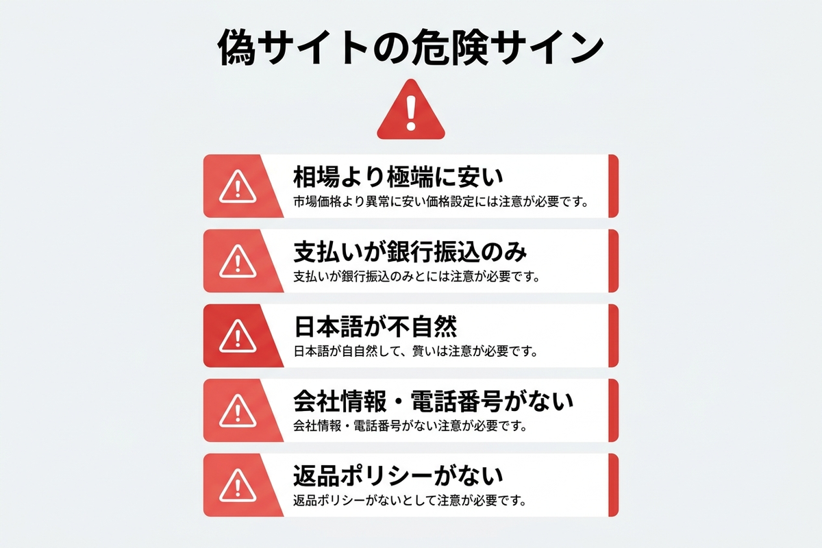 偽通販サイトを見抜く9つの危険サインのチェックリスト図解