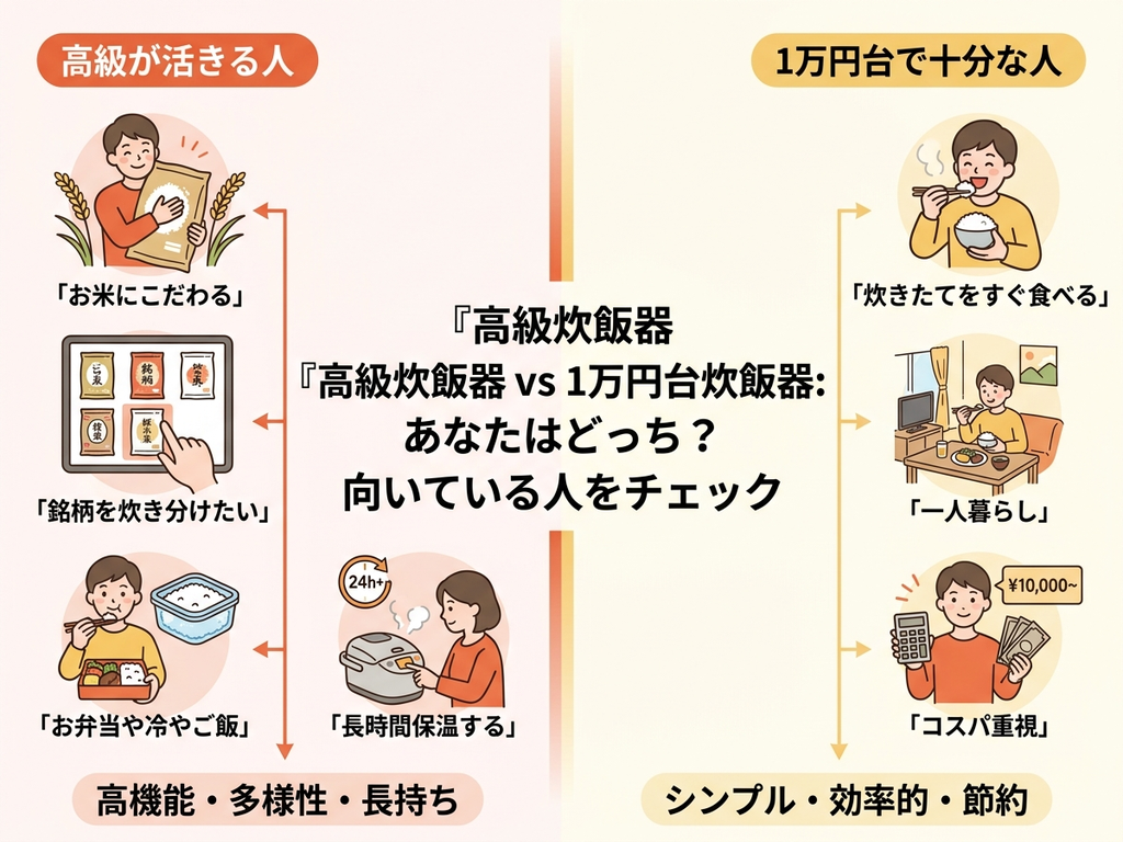高級炊飯器が向いている人と1万円台で十分な人の比較
