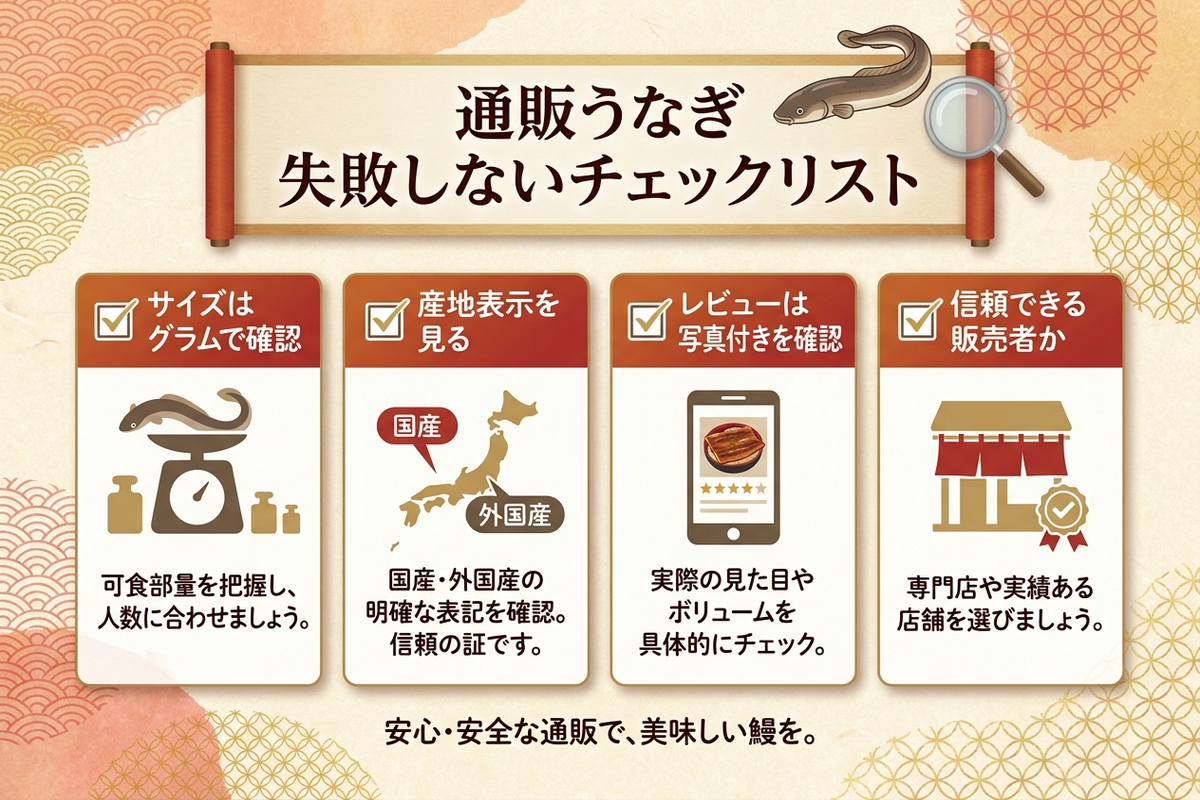 通販うなぎでよくある失敗パターンと見抜き方のチェックリスト図