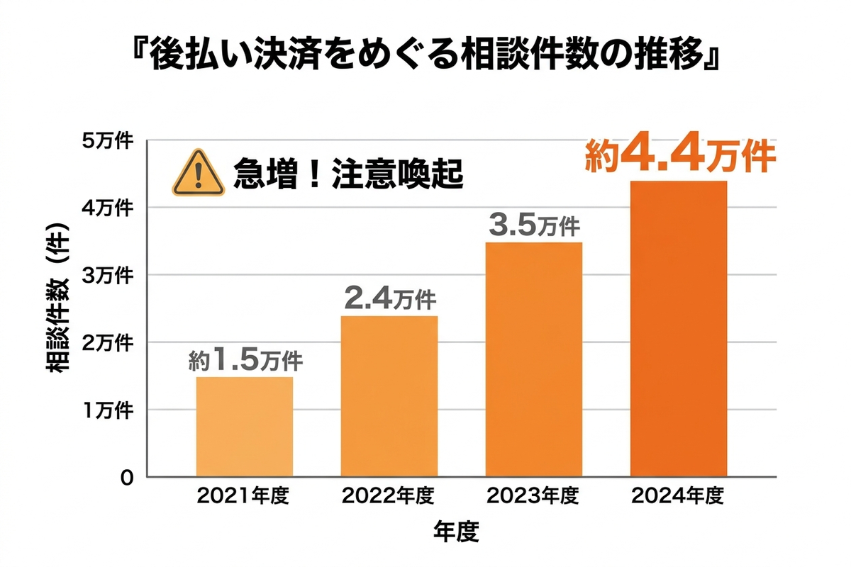 後払い決済をめぐる相談件数の推移