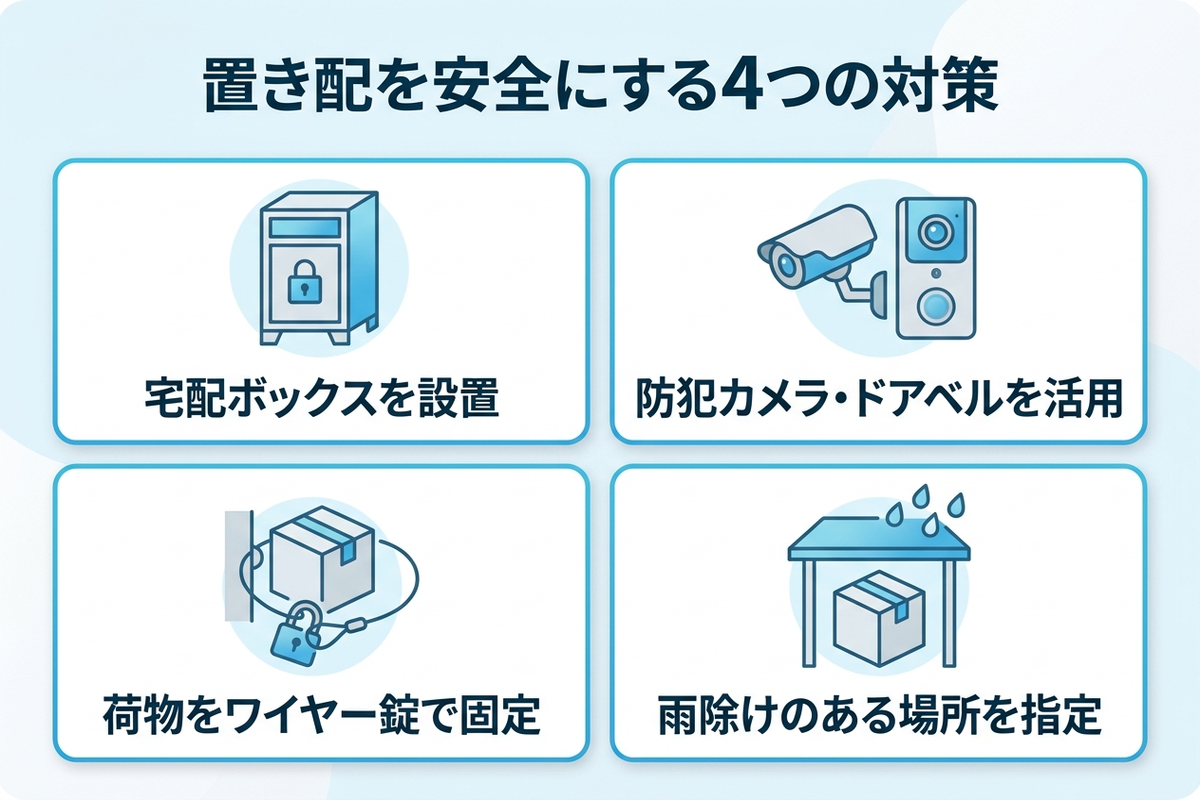 置き配を安全にする4つの対策の図