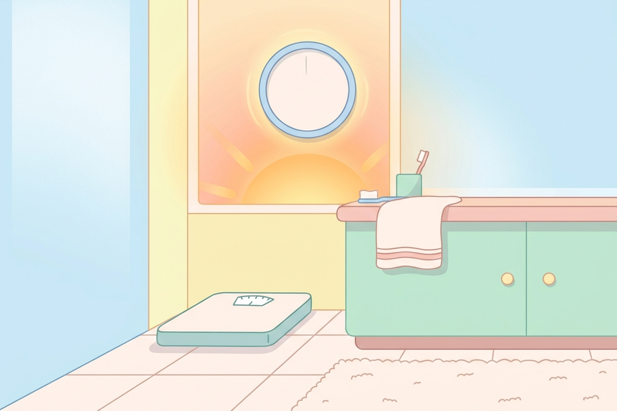 体組成計を毎日同じ時間に測るコツのイラスト