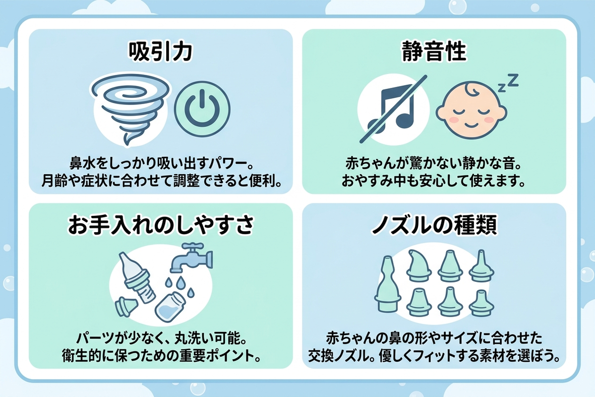鼻水吸引器を選ぶときのチェックポイント