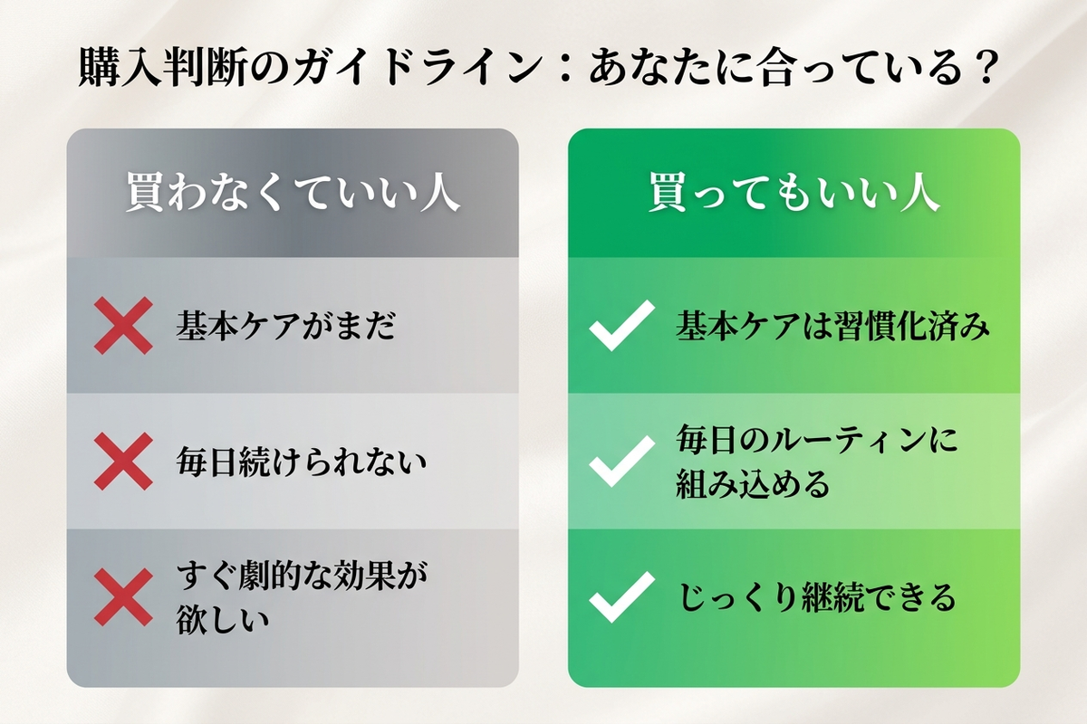 美顔器を買わなくていい人・買ってもいい人の比較