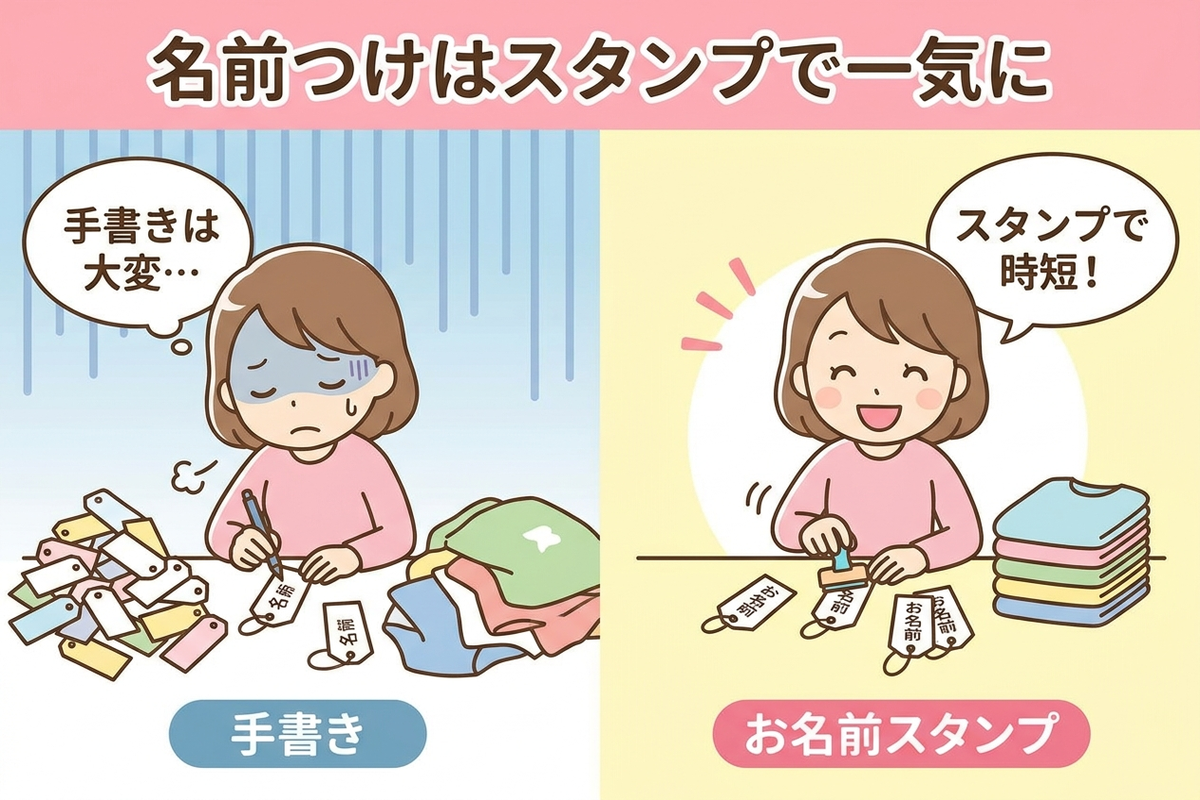 名前つけは手書きよりスタンプで一気に時短
