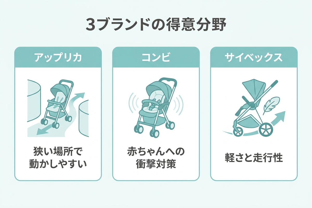 3ブランドの得意分野
