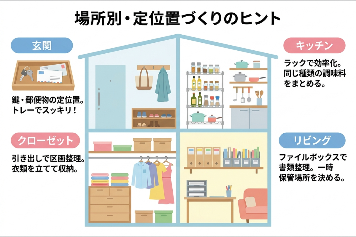 場所別の定位置づくりのヒント