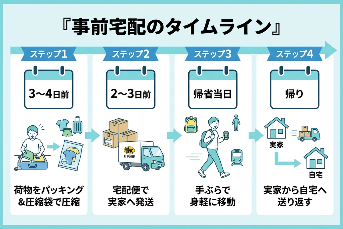 事前宅配のタイムライン