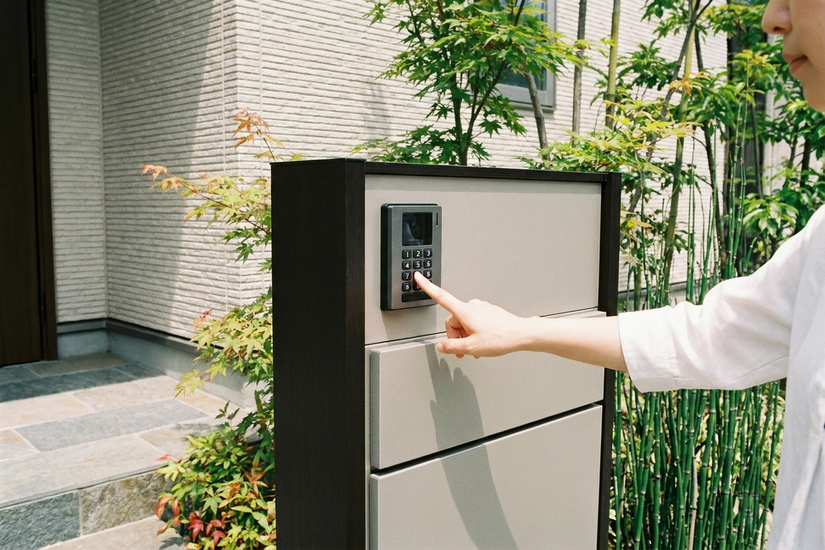 宅配ボックスの鍵をかける様子のイメージ