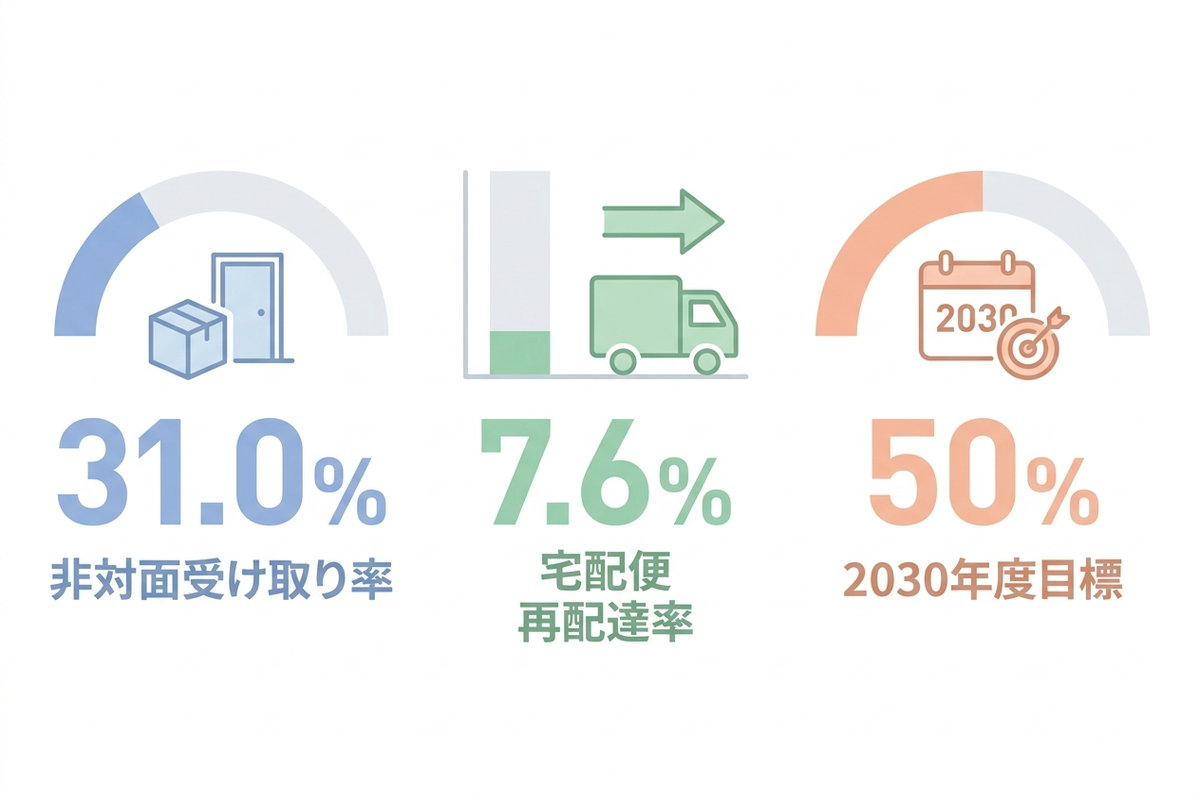 再配達率の推移を示すグラフのイメージ