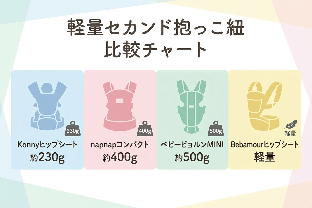 軽量セカンド抱っこ紐の比較イメージ