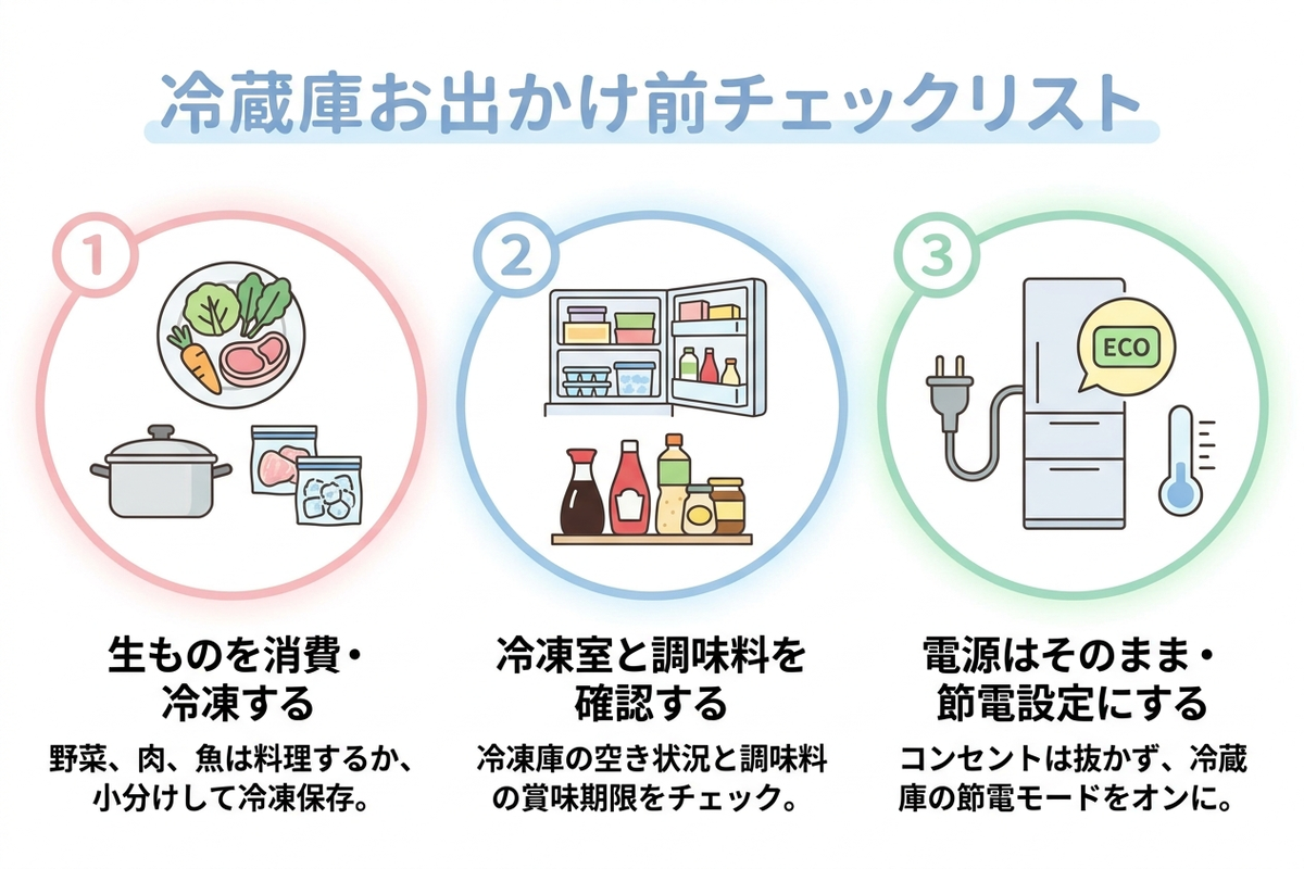 冷蔵庫の整理チェックリストの図解