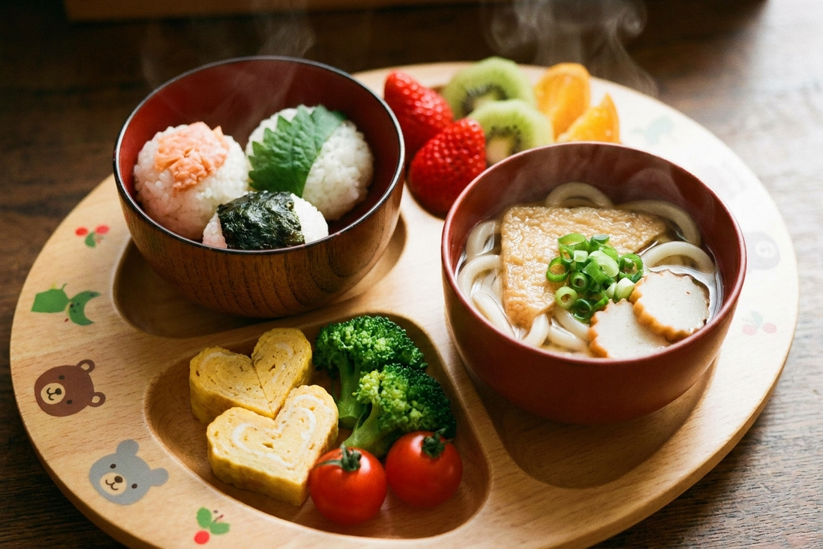 仕切りプレートに彩りよく盛り付けられたワンプレートランチ