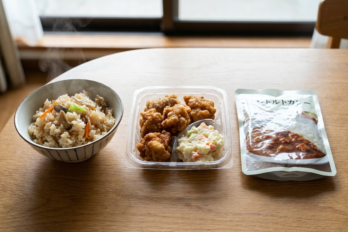 炊き込みご飯の素と手作り・惣菜のコストを比較したグラフ