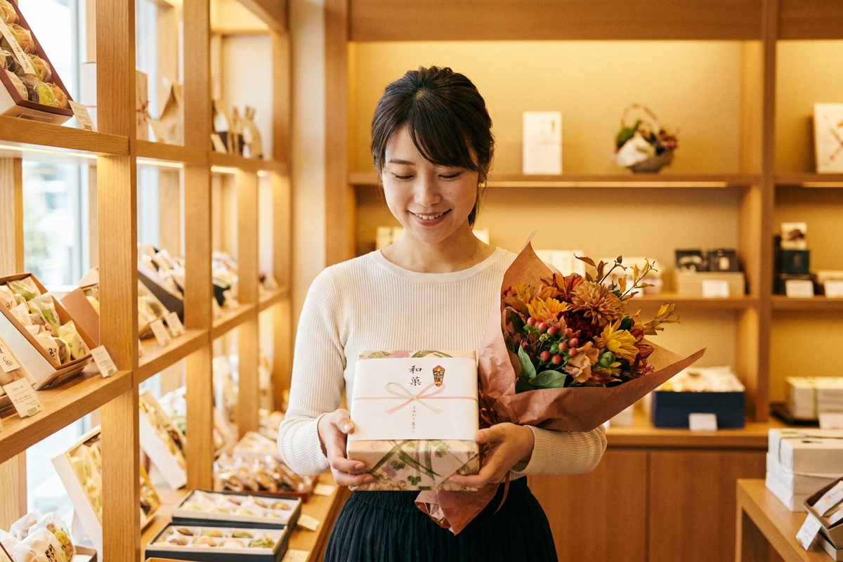 敬老の日のプレゼントを選ぶ女性