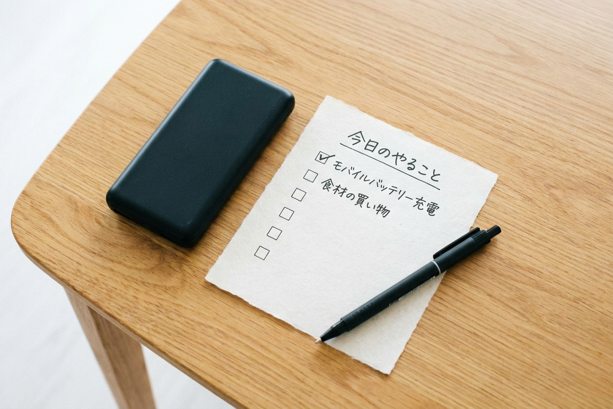 モバイルバッテリーの月1点検をする様子