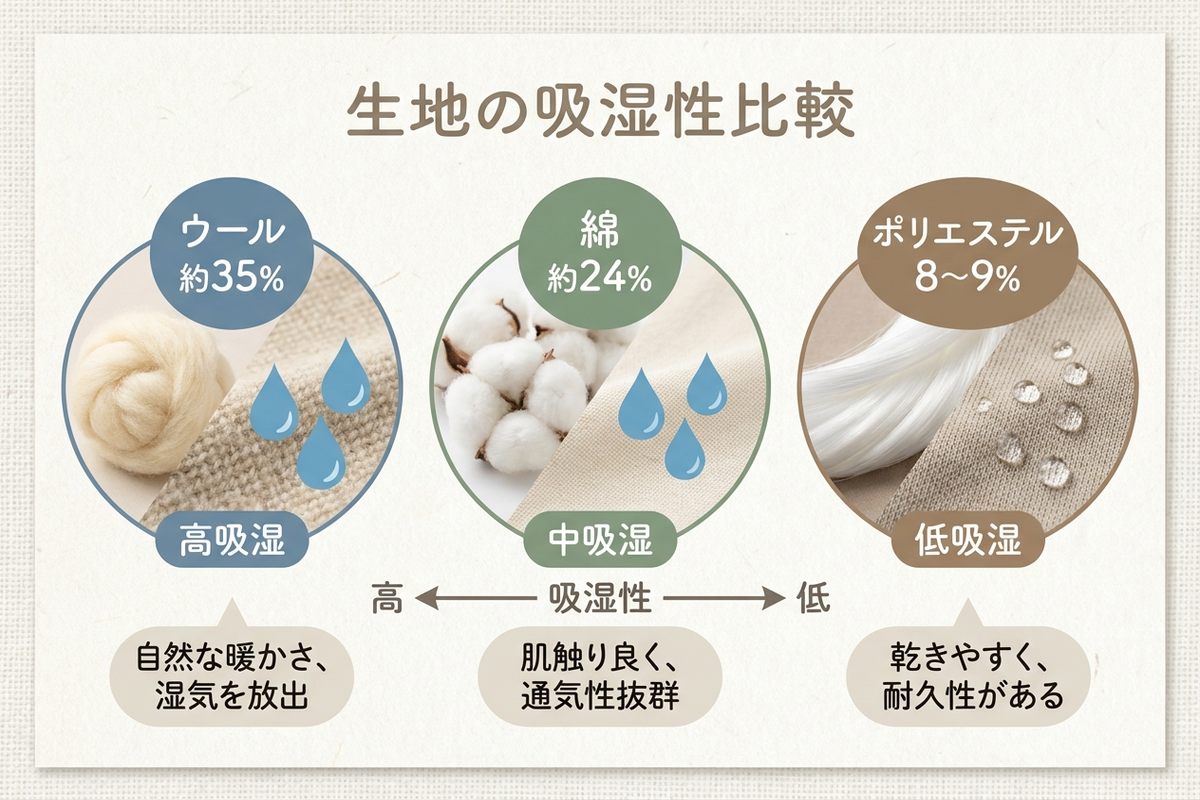 素材別の寝間着を並べて比較するイメージ画像
