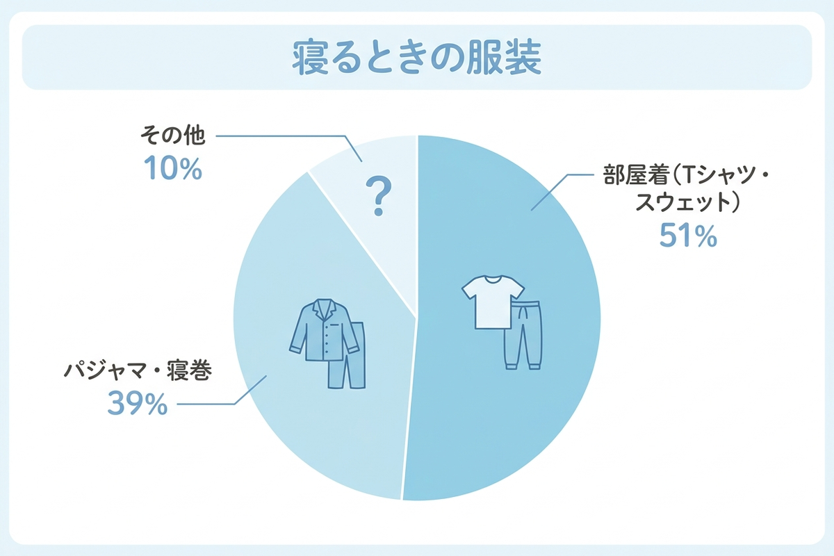 寝るときの着衣に関する調査データを示すグラフ