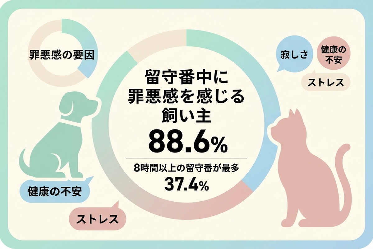 留守番中のペットに罪悪感を感じる飼い主の割合を示すグラフ