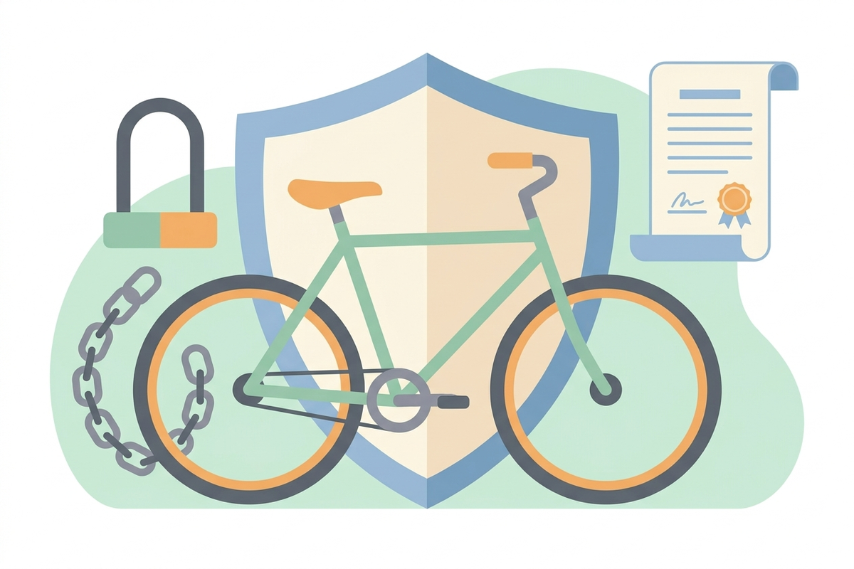 防犯登録と自転車保険のイメージイラスト