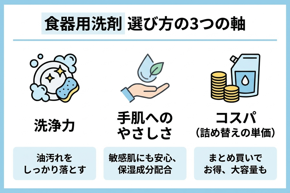 食器用洗剤 選び方の3つの軸