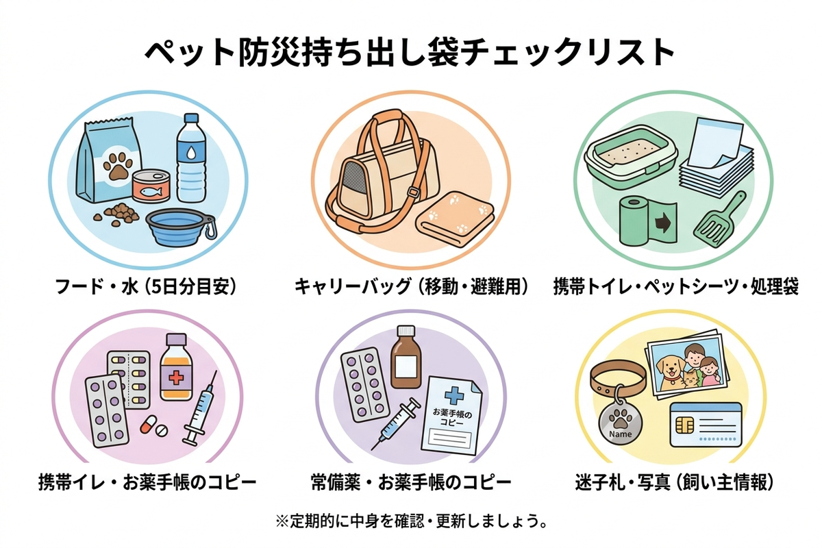 ペット防災持ち出し袋のチェックリスト