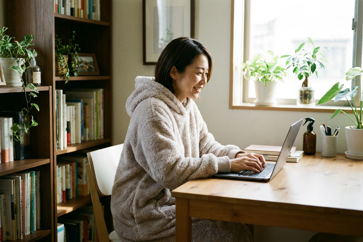 在宅ワークの30代女性が今年買ってよかった着る毛布ベスト3｜電気代を気にせず暖まる選び方【2026年版】