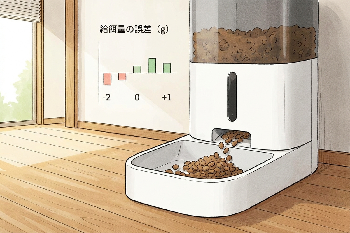 給餌量の誤差を示すグラフのイメージ