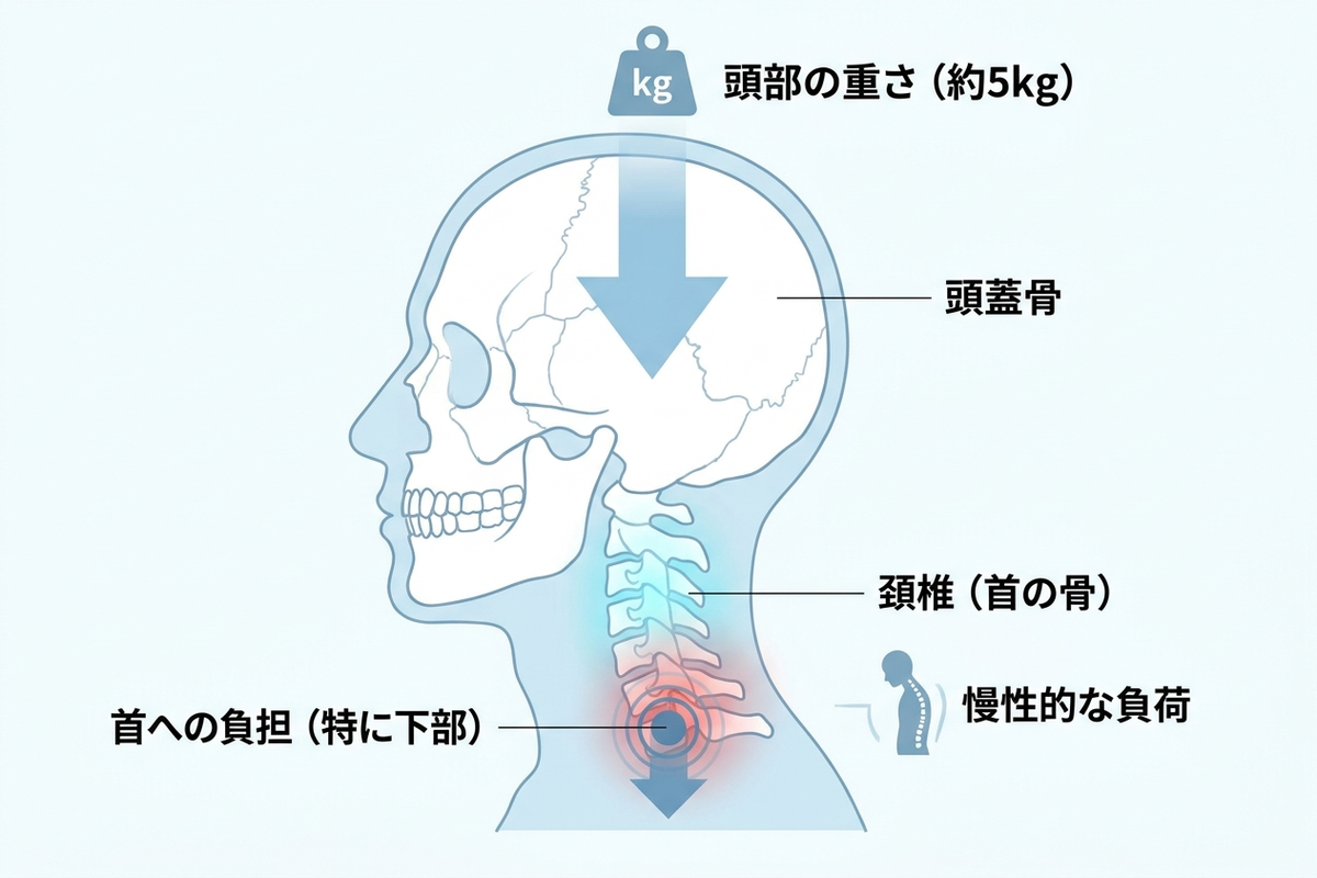 頭を支える首の骨格をイメージしたイラスト