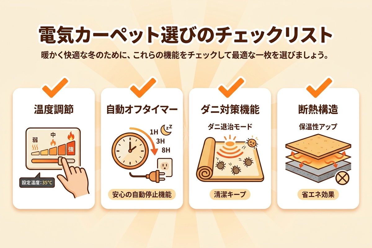 電気カーペット選びで確認したいチェックリスト