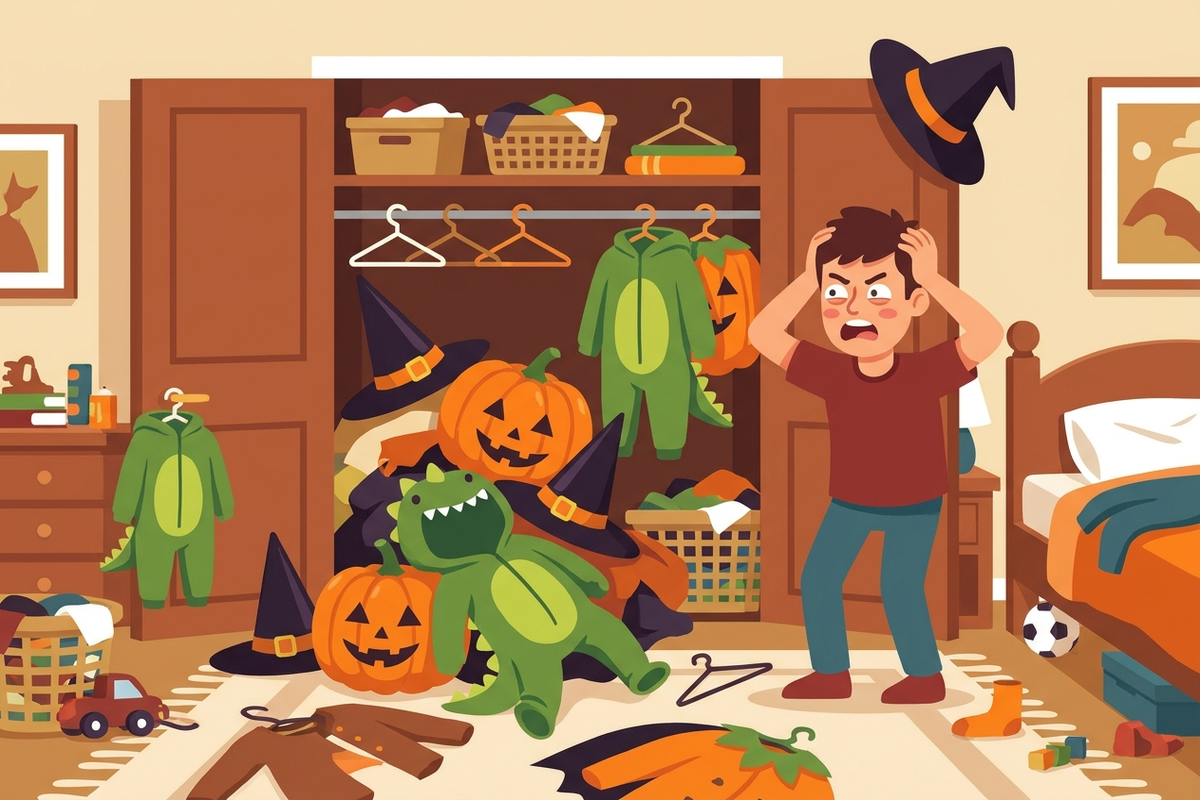 クローゼットに溢れる子供のハロウィン仮装衣装