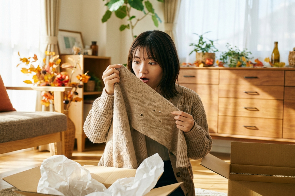 秋物のニットをネットで買ったら虫食い穴があった話｜新品なのになぜ？を調べてわかったこと