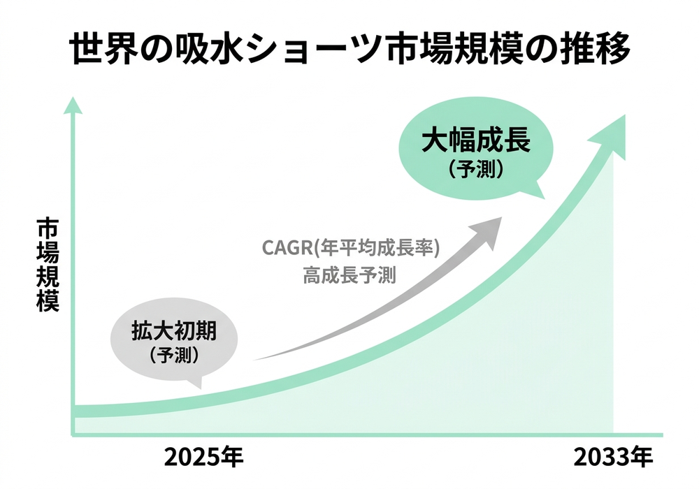 吸水ショーツの市場規模の推移を示すグラフ
