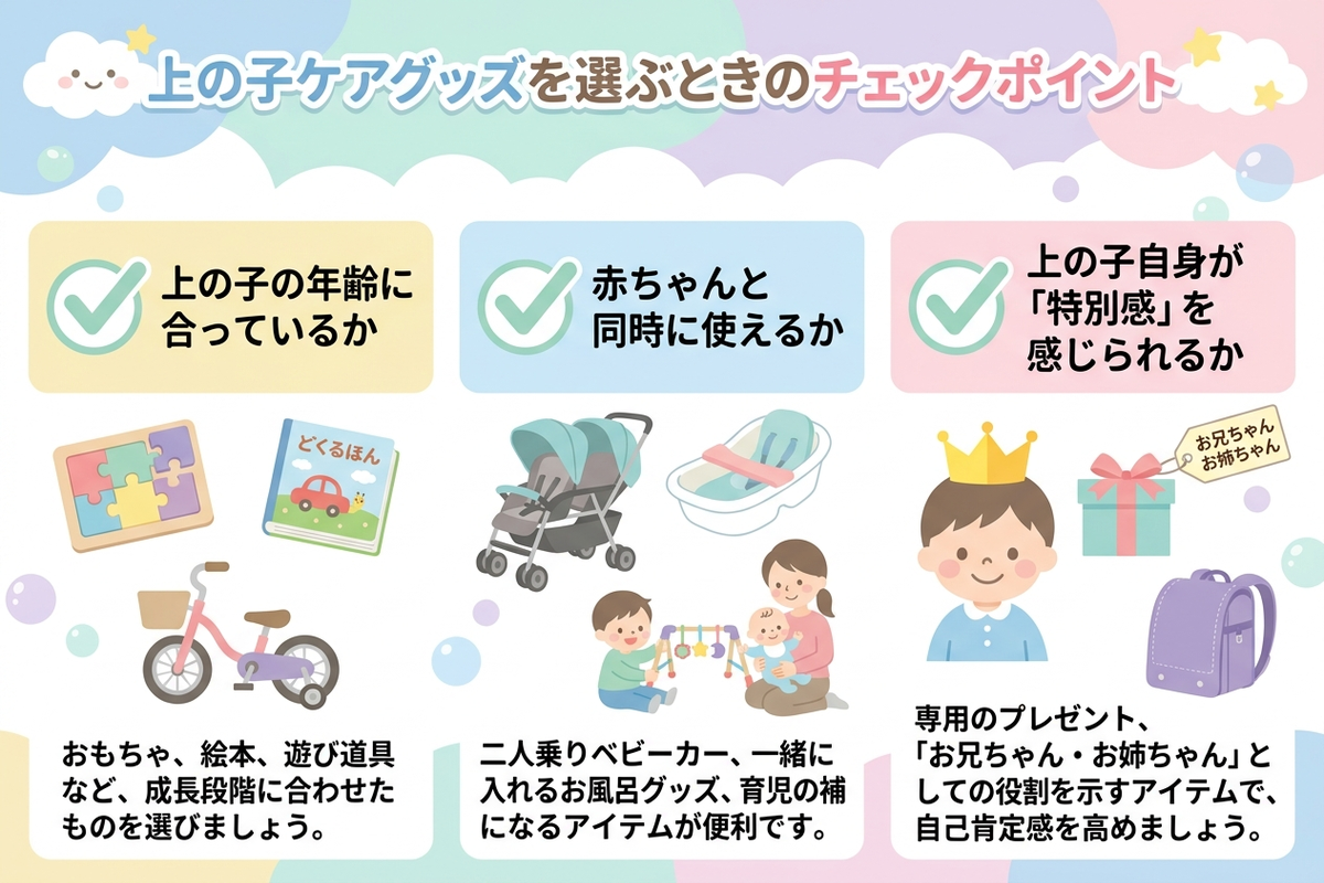 上の子ケアグッズを選ぶときの3つのチェックポイント