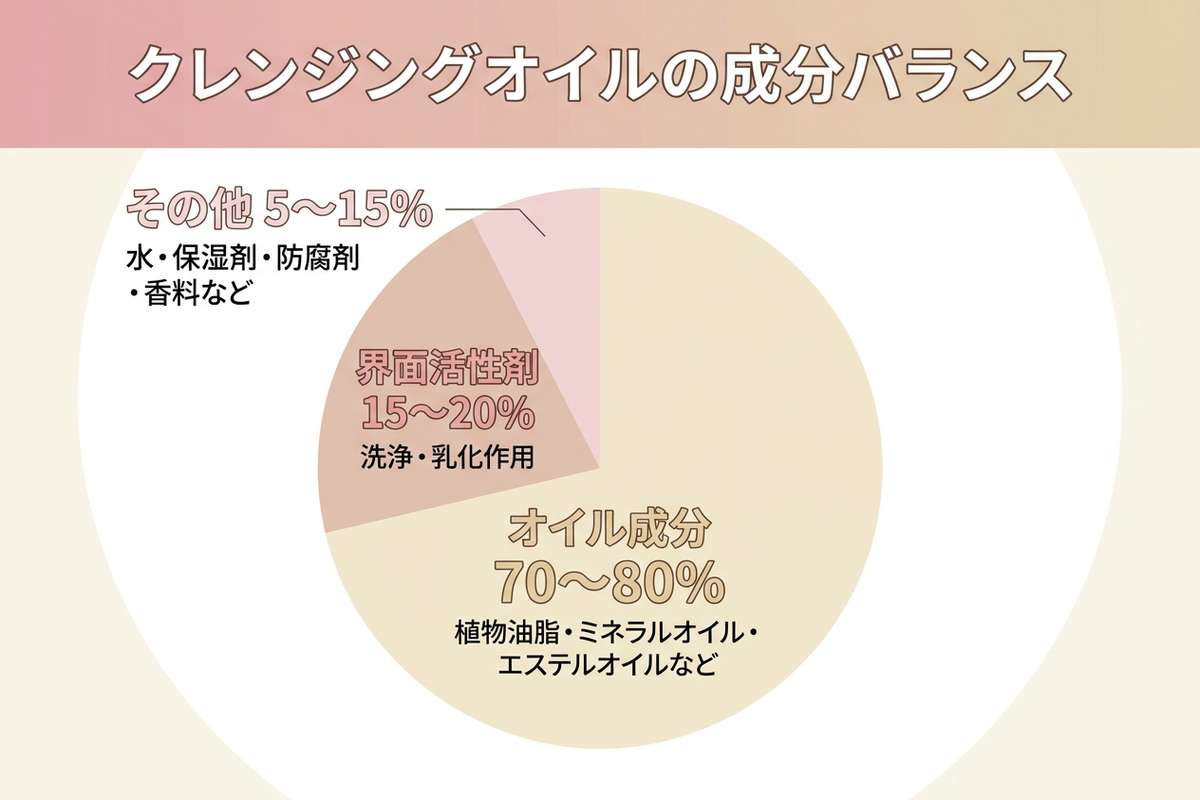 クレンジングオイルの成分バランスを示す図