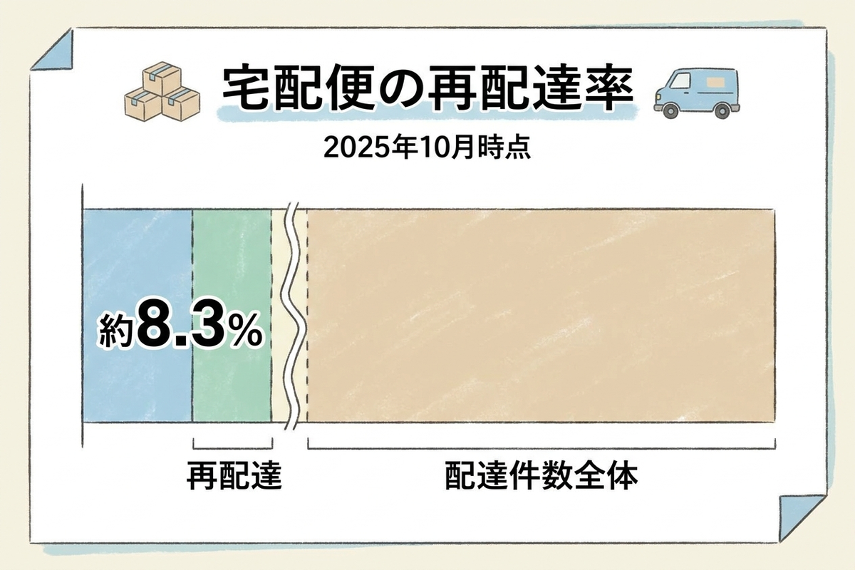 宅配便の再配達率を示す統計グラフ