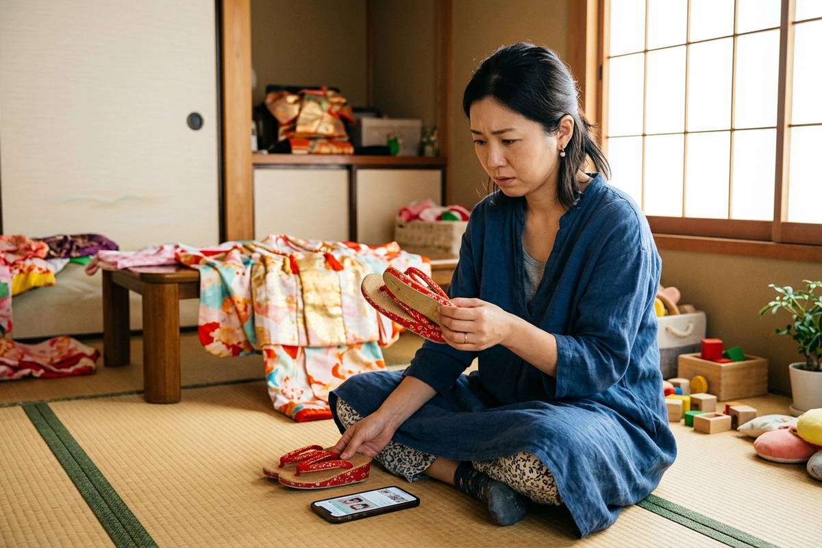 フリマアプリで七五三の草履セットを買って足に合わなかった話｜持ち物リストでは分からない落とし穴