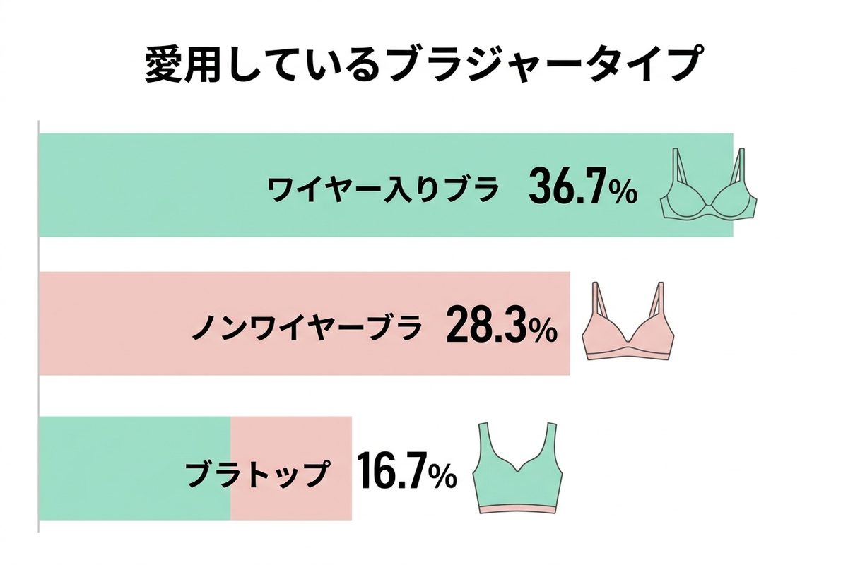 愛用しているブラジャータイプの割合を示すグラフ
