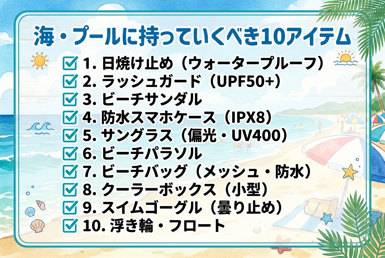 海・プールチェックリスト10アイテム