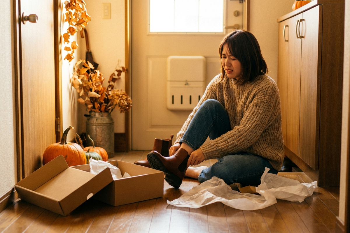 通販で秋のブーツを買って後悔した話｜サイズ・防水・歩きやすさで学んだ3つのこと