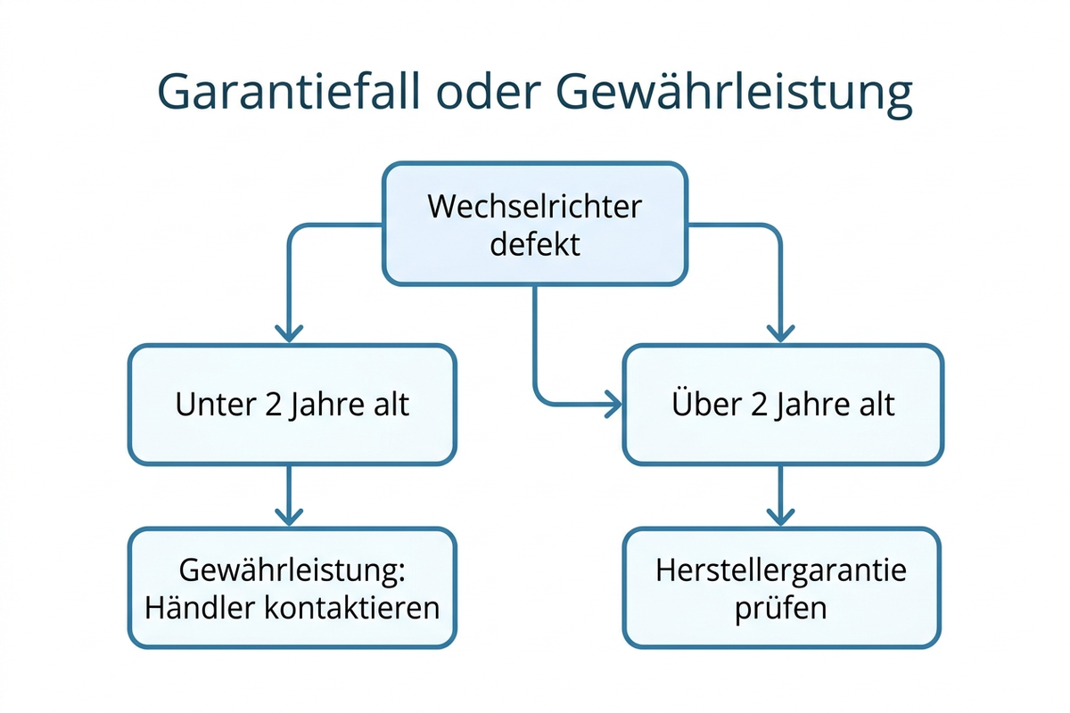 Entscheidungsbaum: Garantiefall oder Gewährleistung bei defektem Wechselrichter