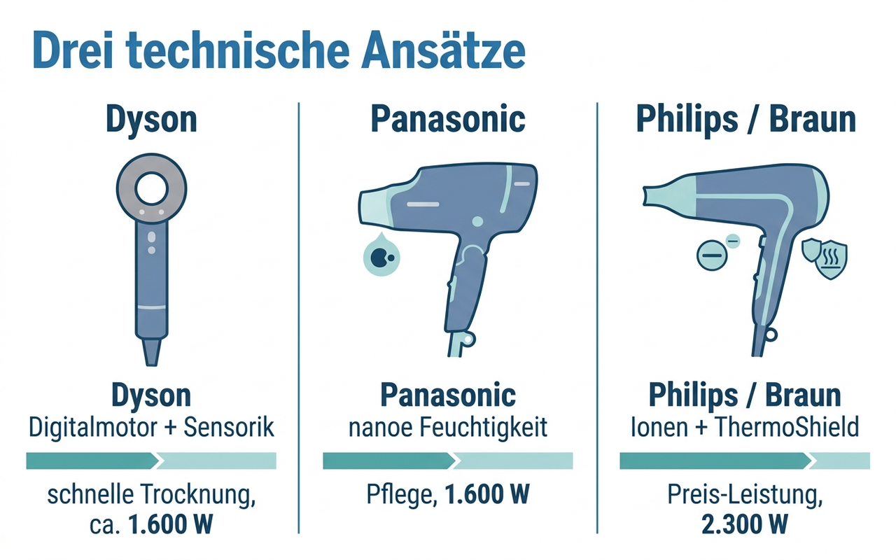 Technologievergleich: Dyson, Panasonic und Philips im Überblick