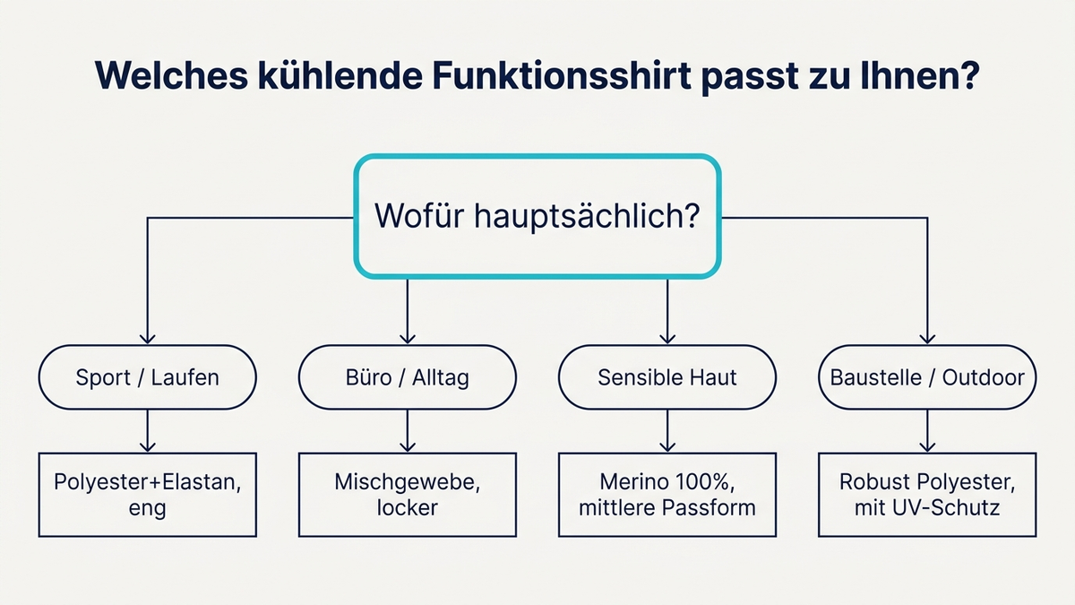 Entscheidungsbaum: Welches kühlende Funktionsshirt passt zu Ihnen – Sport, Büro, sensible Haut oder Baustelle