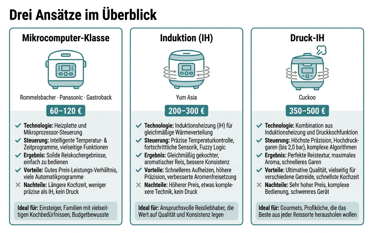 Markenübersicht: Mikrocomputer, Induktion und Druck-IH im direkten Vergleich