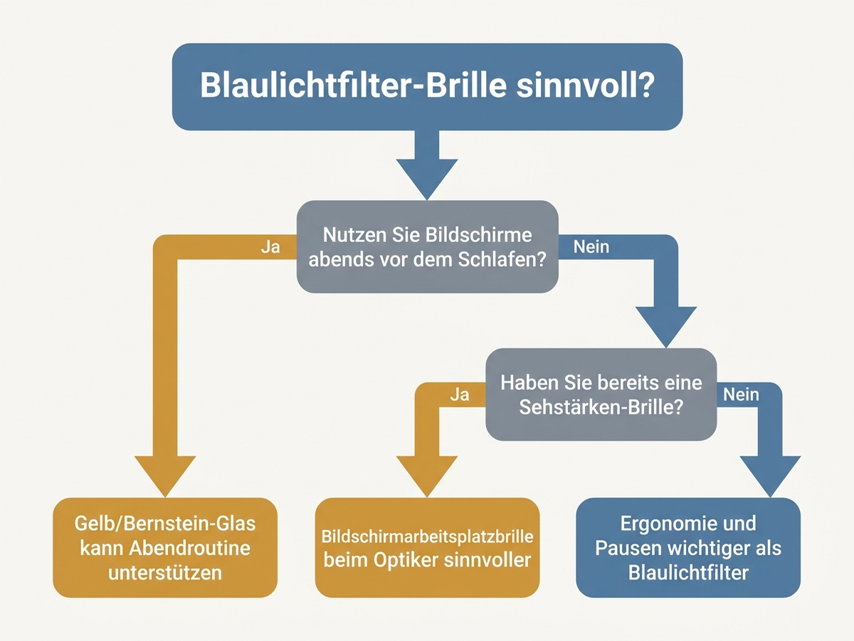 Entscheidungsbaum: Ist eine Blaulichtfilter-Brille für die eigene Situation sinnvoll?
