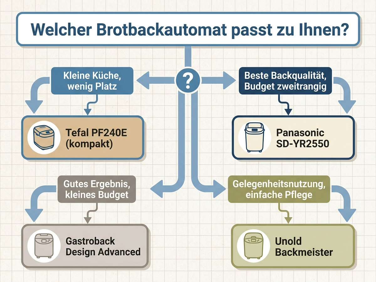 Entscheidungsbaum: Welcher Brotbackautomat passt zu welchem Nutzungsmuster im Einpersonenhaushalt